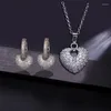 Set di orecchini per collana SUGO Set di collane in zircone micro intarsiato con cuore di personalità della moda classica per regalo di gioielli per ragazze