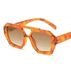 Óculos de sol quadrado para mulheres moda 2023 retrô dupla pontes óculos de sol feminino designer de luxo grande senhora óculos uv400