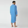 Men's Sleepwear 2023 Men Casual Sleep Robes Long Sleeve Round Neck Shirts Man Fashion Solid Color Nightgown Comfy Nightclothes 5XL