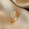Klusterringar trendiga fina 14k verkliga guld personlig geometrisk designöppning för kvinnor justerbara höga smycken bling zirkon