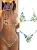 Dames Swimwear Rinabe Sexy Bikini Floral Print Swimwear String Bikini Set Push Up Swimsuit 2023 Bikinis Women Biquini Beach Bathing Suit Women 230504