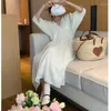 Robes décontractées Korejepo Coréen Chic Tempérament Une Pièce Robe Blanche Femmes Printemps Col En V À Manches Longues Super Fée Vêtements Élégants