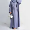 Etnische kleding 2 -delige Abaya Long -jurk voor vrouwen Ramadan Eid Crepe Islamitische Hijab Robe Dubai Turkse feest Kaftan -outfit Moslimset 230505