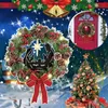 Decorative Flowers Pinecone Artificial Christmas Scene Lighted Hanging Wreath Ornaments Front Decor Navidad Door Guirnalda Glowing#20