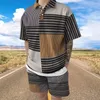 Męskie dresy luksusowe koszulę polo set Summer Vintage Tracksuit swobodny stylowy strój mężczyzna 2PC Suit Hawaii Style odzież Streetwear 230504