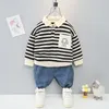 Clothing Sets Spring Causal Suit Baby Boys Girls Cartoon Strips T Shirt Pants 2pcs/Set Children Clothing Kids Infant Sportswear 0-5 Years 230505