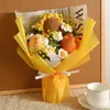 Couronnes de fleurs décoratives Tournesol fini Fleurs au crochet Bouquet de fleurs fait maison avec sac d'emballage Cadeaux de fleurs de tulipe pour les amoureux Cadeau de la fête des enseignants 230505