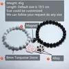 Strand 8mm Natural Stone Couple Bracelet Romantic Heart Magnet Attract Braclet Mountain Sea Animals Key Lock Braslet Jewelry Gift Joyas