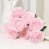 Dekorativa blommor 9heads Rose Bouquet Artificial Flower Wedding Decor Scene Display Floral Gift Pink White Camellia Dusty Blush Art
