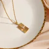 Ketens mode eenvoudige zirkoon ingelegde vierkante hanger ketting voor vrouwen sieraden goud kleur choker ketting tarnnis gratis cadeau