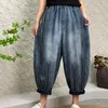Женские джинсы Женщины случайный летний этнический стиль вымытый литературный просты