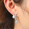 Stud Earrings Romantic Franch Selling Cubic Zirconia Classic Big Drop Crystal With Tiny CZ Luxury Bridal Wedding