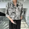 Men's Casual Shirts Korean Fashion Printed Stylish Mens Clothing 2023 Summer Trends Vacation Shirt Holiday Dress Pattern Loose Blouse Ins