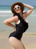Kadın mayo 3xl büyük boy tek parça kadın mayo vintage fırfır kadın 2023 patchwork tek parça push up monokini yüksek kesim bikini