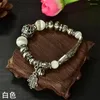 Armreif Böhmen Nachahmung Karneol Koralle Kristall Perlen Armbänder Für Frauen Männer Paar Charme Glocke Elefant Anhänger Schmuck