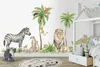 Tapety XL Safari Wallsticker Zestaw dla dzieci Safari Zwierzęta ścianka naklejka na Afryka akwarela Zestaw Zestaw Zestaw Pasowania i kij szanowania Ściana 230505