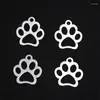 Charms 5st Lovely Hollow Foot Print rostfritt stål Animal Dog Pendants för smycken som gör DIY Handgjorda hantverk