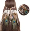 Hair Clips Feathers Capacete da cabeça da cabeça Bohemian Tassels Headwear com miçangas Acessórios para mulheres para mulheres