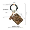 Card Holders Key Case Portable Metal Ring Chain Buckle With Beaded Bracelet And Bag For Kids Adults