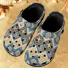 Slippers Women Folk Native Tribal Print Sandals Heel Strap Summer Breathable Light Slides Beach Casual Outdoor Indoor Garden Flats Shoes