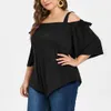 T-shirt femme grande taille T-shirt haut décontracté asymétrique épaule froide s arc esthétique femmes Harajuku t-shirt Camiseta Ropa Mujer 230504