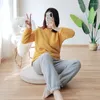 Women's Sleepwear Winter Cashmere Pajamas Women's Long-sleeved Trouser Suit Thickened Pullover Home Clothes Solid Fleece Women 2 Piece