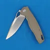 1Pcs A1961 Flipper Folding Knife D2 Satin Drop Point Blade Sand G10 with Stainless Steel Sheet Handle Outdoor Ball Bearing Fast Open EDC Pocket Knives