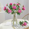 Fleurs décoratives Simulation de haute qualité 2 têtes bourgeon noyau pivoine soie maison salon Table à manger décoration de mariage faux artificiel