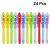 Bollpoint pennor 24pc blandad bärbar LED -pennan pengar verifiering penna osynlig bläck penna ljuspenna med uvlight för butiksskola slumpmässig färg 230505