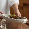 Plakalar Seramik Uzun Tabak Acı Kabmosu Şekilli Yemek Ev Mutfak El Restaurant Sol Soğuk Yemekler Sanatsal Sofra Takımı