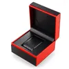 Boîtes de montre en cuir PU boîte rouge vitrine organisateur de protection avec oreillers doux pour hommes femmes bijoux goutte