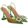 qualité top Amina Muaddi Sandale talons Marque Chaussures habillées femmes dhgate Clear Nice Begum Verre Pvc Cristal vert noir rouge Transparent Slingback Taille 35-42 avec boîte