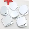 Nouveau argent poche mince Compact miroir blanc rond en forme de coeur métal miroir de maquillage bricolage miroir cosmétique cadeau de mariage