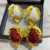 Boucles d'oreilles clou français rétro grande perle pierre irrégulière pour femmes bijoux 2023 couleur or métal géométrique Europe et amérique