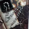 Colares pendentes QIGO vintage Black Stone Cross Rosário Colar Jóias Religiosas Católicas para Homens Mulheres