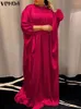 Partykleider Sommerkleid 2023 VONDA Damen Sommerkleid Lose Baggy Casual 3/4 Ärmel Maxi Vestidos Beach Robe 4#