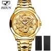 Wristwatches JSDUN Golden Dragon Dial Fashion Luminous Men's Watch Top Mechanical Hollow Gold Reloj De Hombre 8840