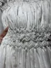 Casual Dresses Women Cotton Dress Square Collar Embroidery Chest Elastic Waist Lantern Sleeve Midi