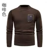 Herrtröjor 2023 Fashion Solid Color Sweater Winter Warm Casual All-Match Pullover Asian Size