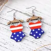 Boucles d'oreilles pendantes PATRIOTIC Fourth Of July Bikini En Bois Rouge Blanc Bleu Étoile Pour Femme Drapeau Américain Acier Accessori