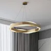 Pendant Lamps Modern Waves American Luxury Hanging Lights Fixture LED Golden Dining Room Hall Luminarias Lamparas Lustre