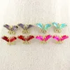 Studörhängen 10Pair/Lot Fashion Färgglad glasörhängen Butterfly Formpläterade smycken Kvinnor älskar grossist