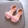 Sandals Girl S Lace Pearl Zipper Sweet Luxury Summer Children Sliders Open Toe 21 36 Toddler Fashion Soft Dance Kids 230505