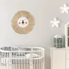 Decorative Objects Figurines INS Nordic Handmade Lion Wall Decor Cotton Thread Straw Woven Animal Head Wall Ornament for Nursery Baby Room Decoration 230505