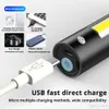 USB Rechargable Mini LED Flashlight 3 Lighting Mode Waterproof Torch Telescopic Zoom Stylish Portable Suit for Night Lighting