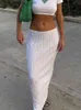 Jupes Tossy Été Tricot Longue Jupe Femmes Sexy Fête De Vacances Plage Cove-Up Midi Jupes Taille Tombée Voir À Travers Wrap Blanc Maxi Jupe T230506