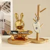 Objets décoratifs lapin plateau Figurines pour intérieur bureau à domicile bureau conteneur de stockage objets de décoration 230506