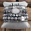 Strand RH mode bohême bijoux accessoire pierre perlée Silv Druzy charme 6pc pile Bracelets extensibles ensemble de bracelets pour les femmes cadeau