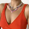 Chaînes mode coréenne coloré petite marguerite fleur perle collier pour femmes Boho papillon clavicule chaîne tour de cou Y2k bijoux