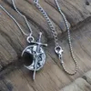 Chains Dagger Sword With Flower Viking Skull Pendant Necklace For Men Women Jewelry